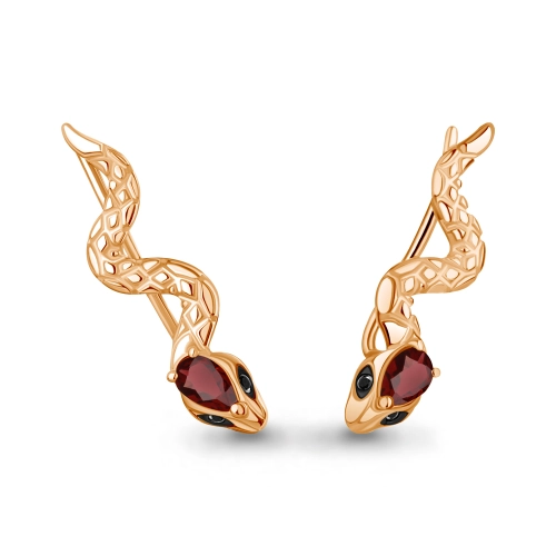 Серьги (925 п) гранат, кристалл пины