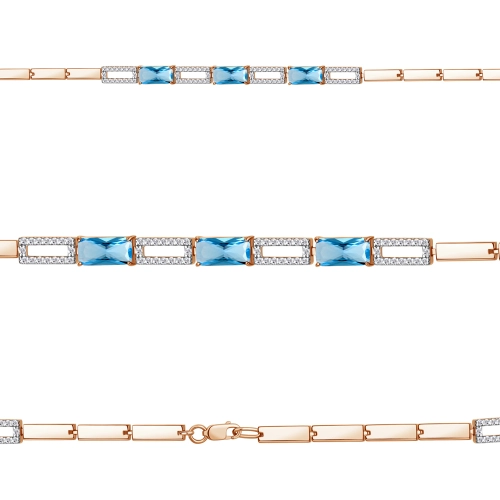 Браслет (925 п) топаз синт., фианит