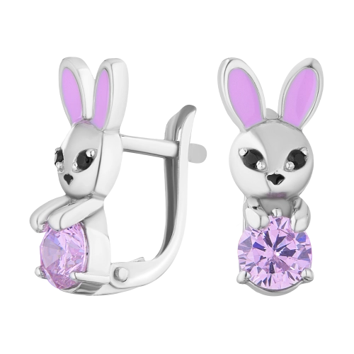 Серьги из серебра 925 пробы с эмалью и цирконами