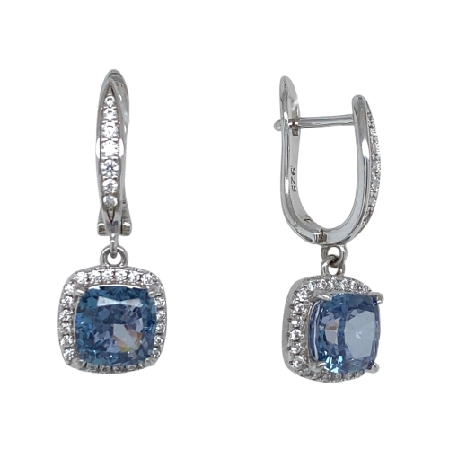 Серьги из серебра 925 пробы с цветными фианитами