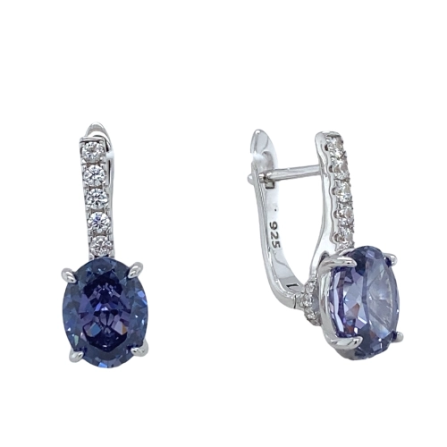 Серьги из серебра 925 пробы с цветными фианитами