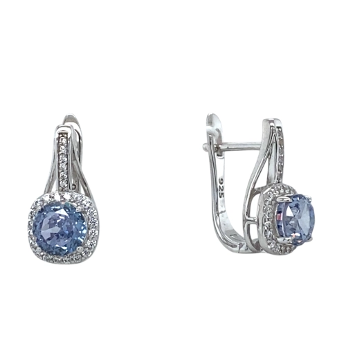 Серьги из серебра 925 пробы с цветными фианитами