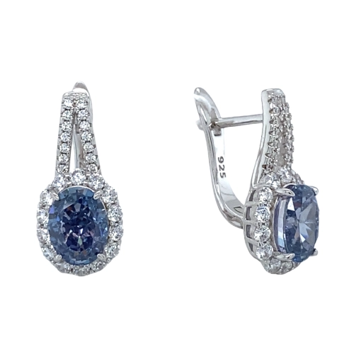 Серьги из серебра 925 пробы с цветными фианитами