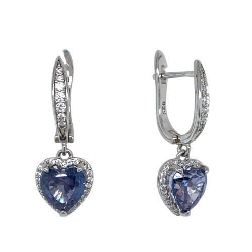 Серьги из серебра 925 пробы с цветными фианитами