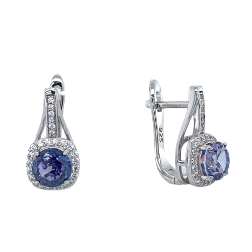 Серьги из серебра 925 пробы с цветными фианитами