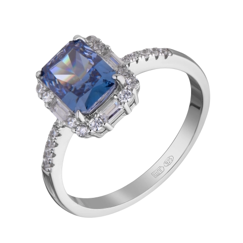 Кольцо из серебра 925 пробы с цветными фианитами