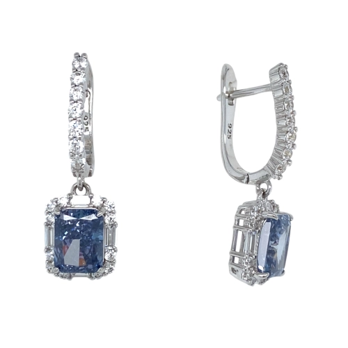Серьги из серебра 925 пробы с цветными фианитами