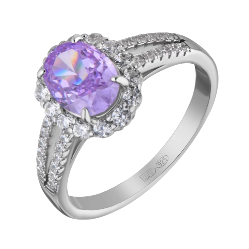 Кольцо из серебра 925 пробы с цветными фианитами