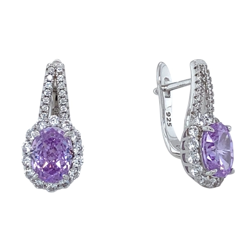 Серьги из серебра 925 пробы с цветными фианитами