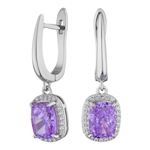 Серьги из серебра 925 пробы с цветными фианитами