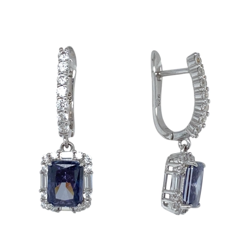 Серьги из серебра 925 пробы с цветными фианитами