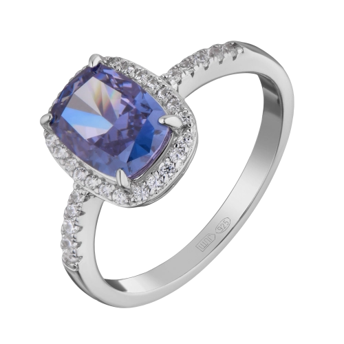 Кольцо из серебра 925 пробы с цветными фианитами