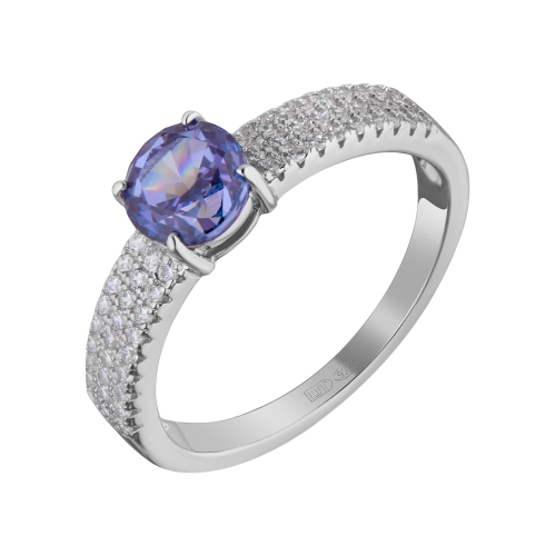 Кольцо из серебра 925 пробы с цветными фианитами