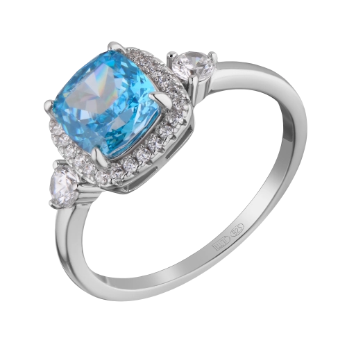 Кольцо из серебра 925 пробы с цветными фианитами