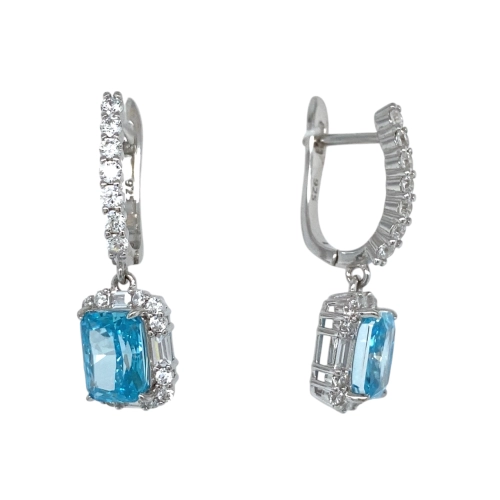 Серьги из серебра 925 пробы с цветными фианитами