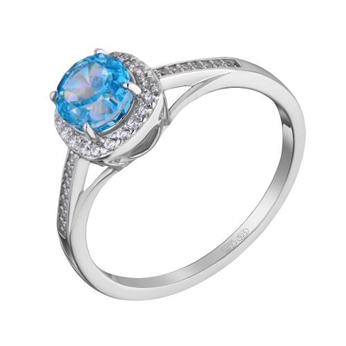 Кольцо из серебра 925 пробы с цветными фианитами