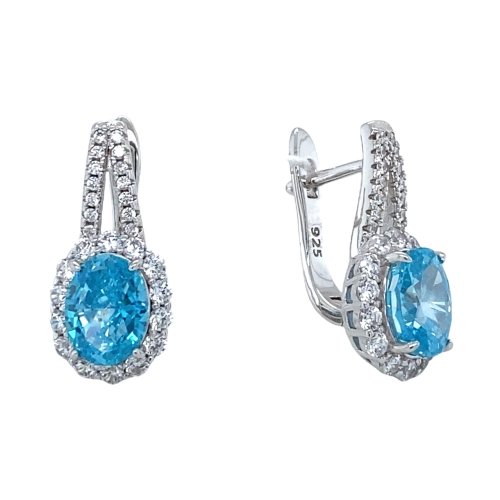 Серьги из серебра 925 пробы с цветными фианитами