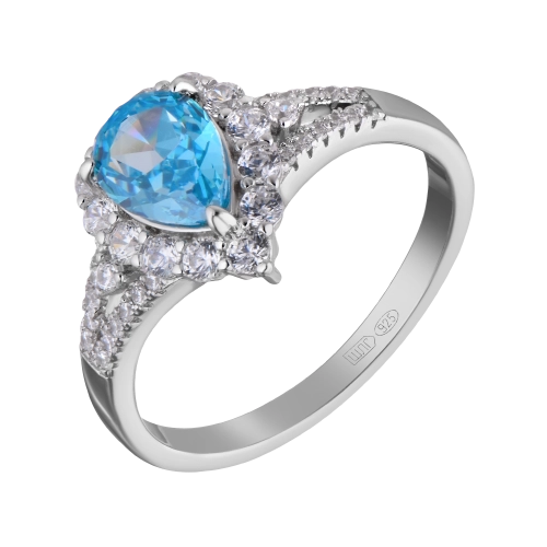 Кольцо из серебра 925 пробы с цветными фианитами