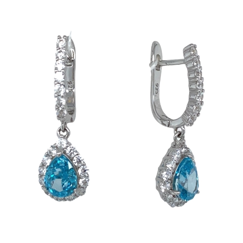 Серьги из серебра 925 пробы с цветными фианитами