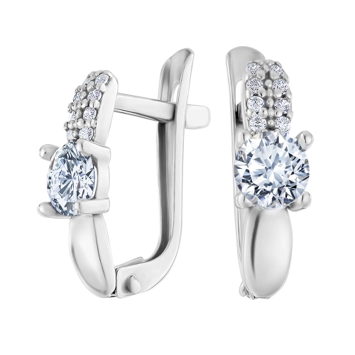 Серьги из серебра 925 пробы с цирконами