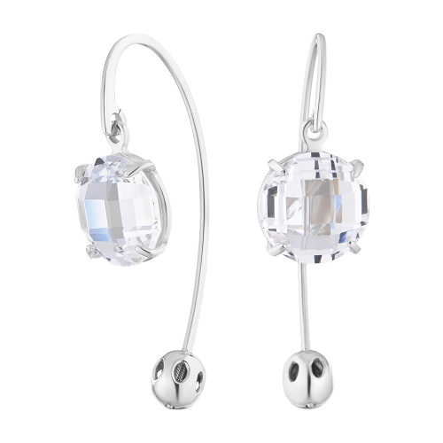 Серьги петельки из серебра 925 пробы с цирконами