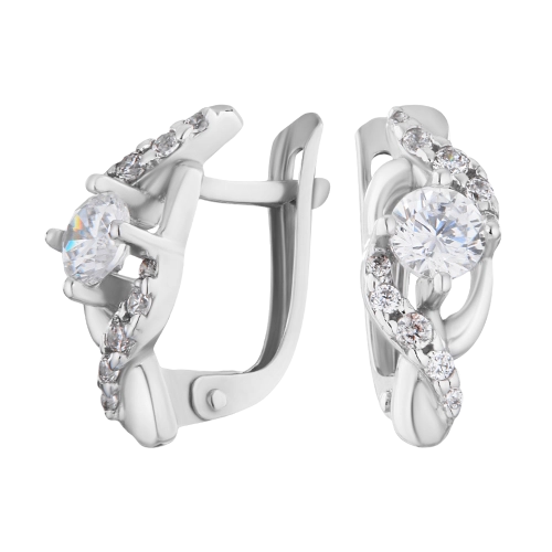 Серьги из серебра 925 пробы с цирконами