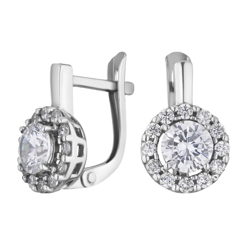 Серьги из серебра 925 пробы с цирконами