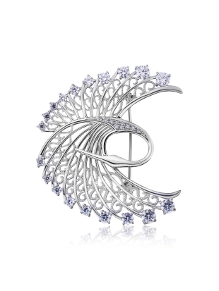 Брошь из серебра 925 пробы с цирконами