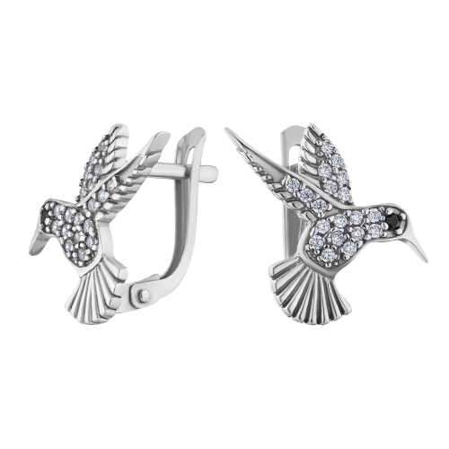 Серьги из серебра 925 пробы с цветными цирконами