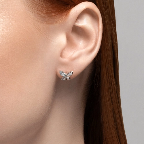 Серьги пусеты из серебра 925 пробы с топазами