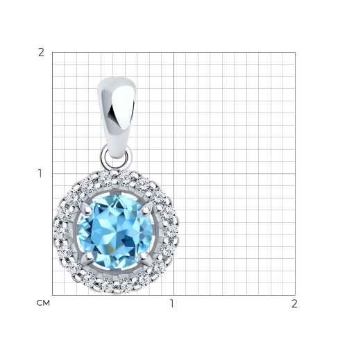 Подвеска из серебра 925 пробы с топазами и фианитами