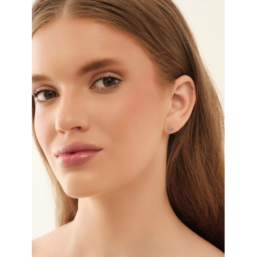 Серьги пусеты из золота 585 пробы с топазами и фианитами