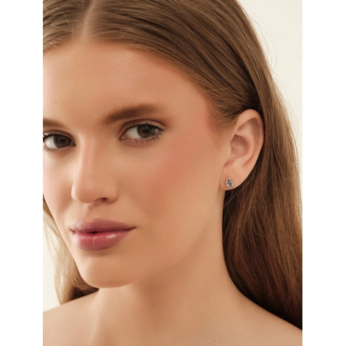 Серьги пусеты из золота 585 пробы с топазами и фианитами