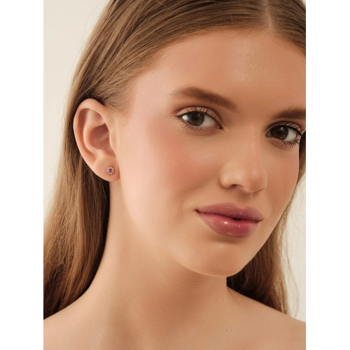 Серьги из золота 585 пробы с аметистами и фианитами