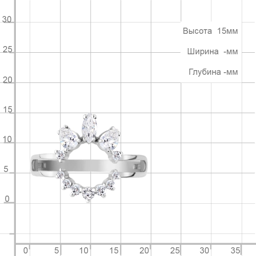 Кольцо из серебра 925 пробы с фианитами