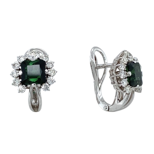 Серьги (585 б) турмалин, бриллиант