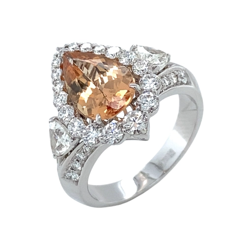 Кольцо (750 б) топаз империал, бриллиант