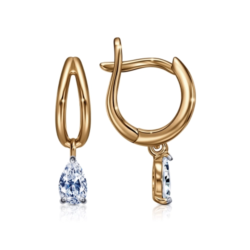 Серьги из золота 585 пробы с фианитами