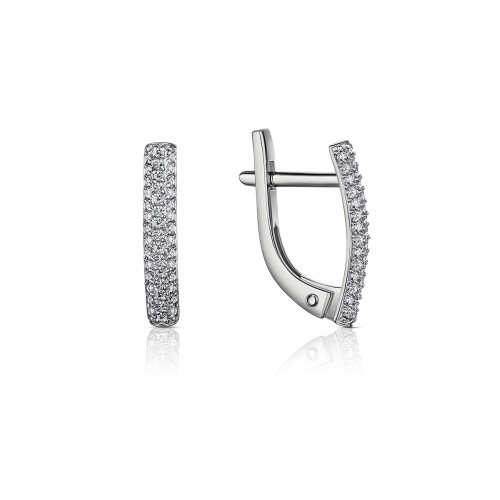 Серьги из белого золота 585 пробы с фианитами