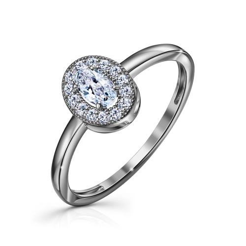 Кольцо из белого золота 585 пробы с фианитами