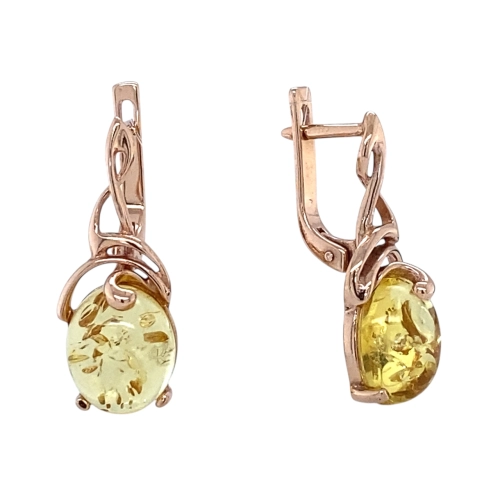 Серьги (925 п) янтарь желтый