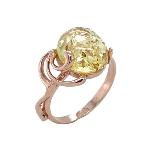 Кольцо (925 п) янтарь желтый