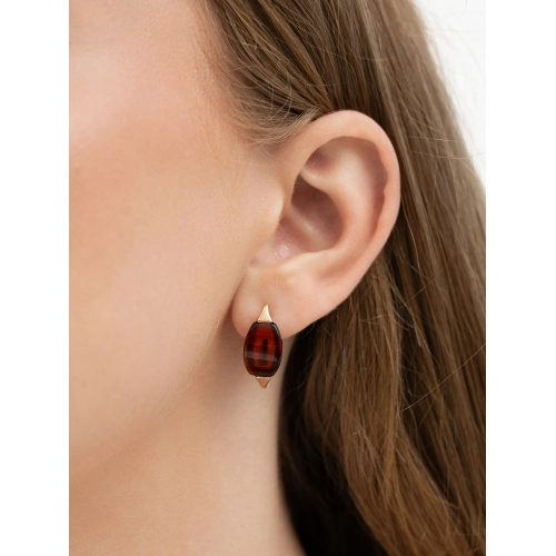 Серьги из серебра 925 пробы с позолотой, с янтарем