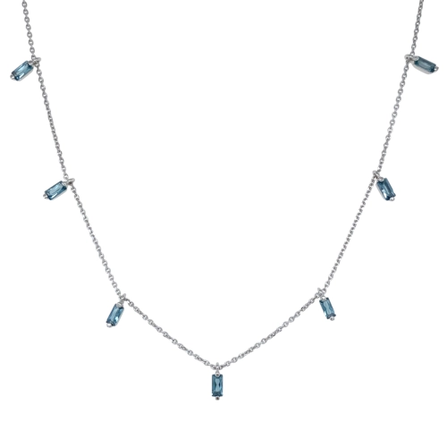 Колье из белого золота 585 пробы с топазом  London Blue