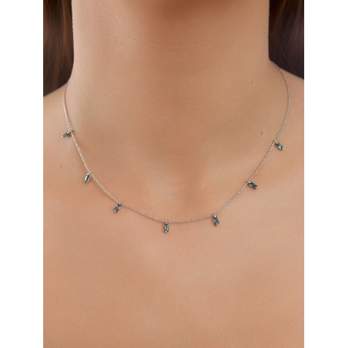 Колье из белого золота 585 пробы с топазом  London Blue