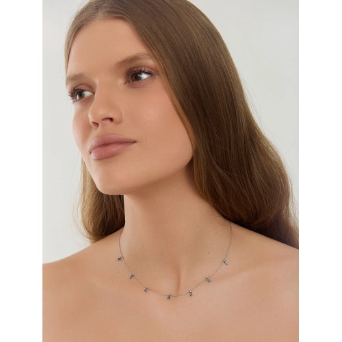 Колье из белого золота 585 пробы с топазом  London Blue