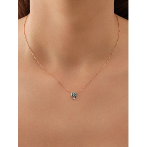 Колье (585) топаз-лондон, топаз, фианит