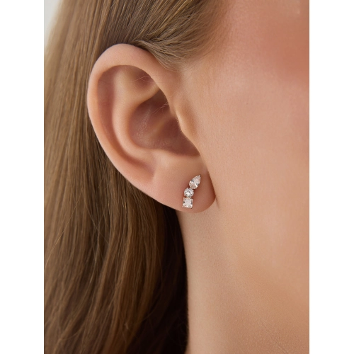 Серьги пусеты из золота 585 пробы с фианитами