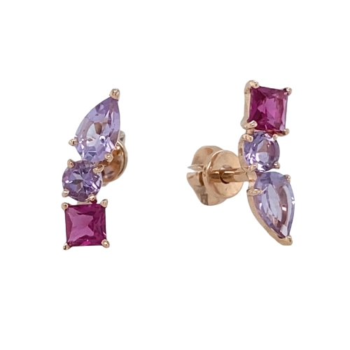 Пусеты (585) аметист, родолит ситалл