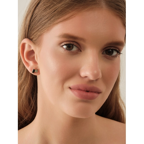 Пусеты (585 ж) аметист зеленый, турмалин ситалл